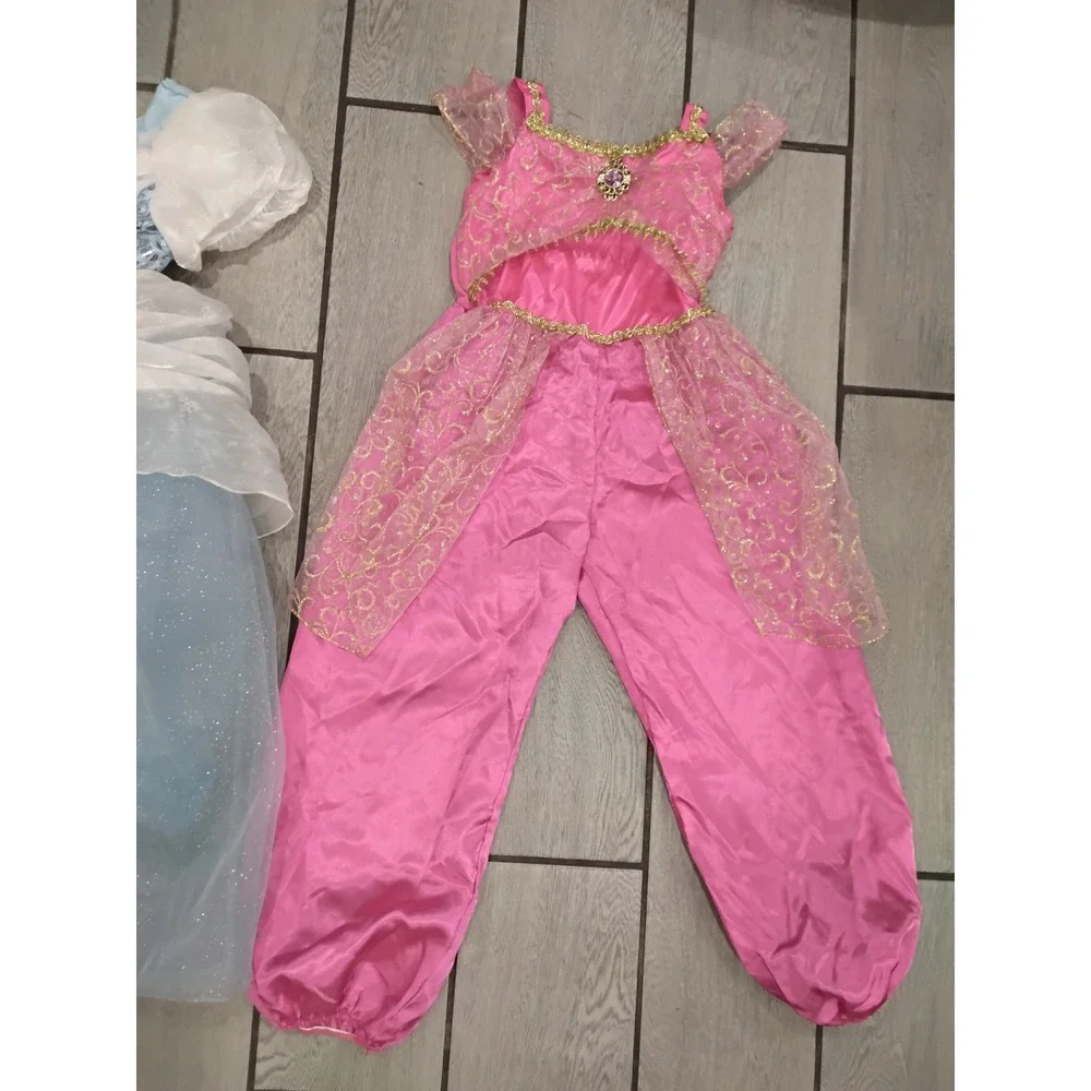 Disney Princess Costume Bundle Cinderella Dress Pink Jasmine Jumpsuit Kids 7/8 M - Picture 3 of 6